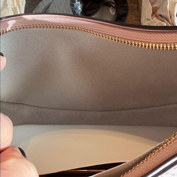 Tory Burch T Monogram Leather Crescent Bag - Blush - Picture 6 of 11